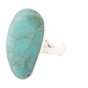 SEED & SAGE Silver/Turquoise Made In Mexico Sterling Silver Turquoise Bean Ring